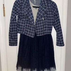 Beautees 2 Piece Gray and Navy Casual Kids Dress